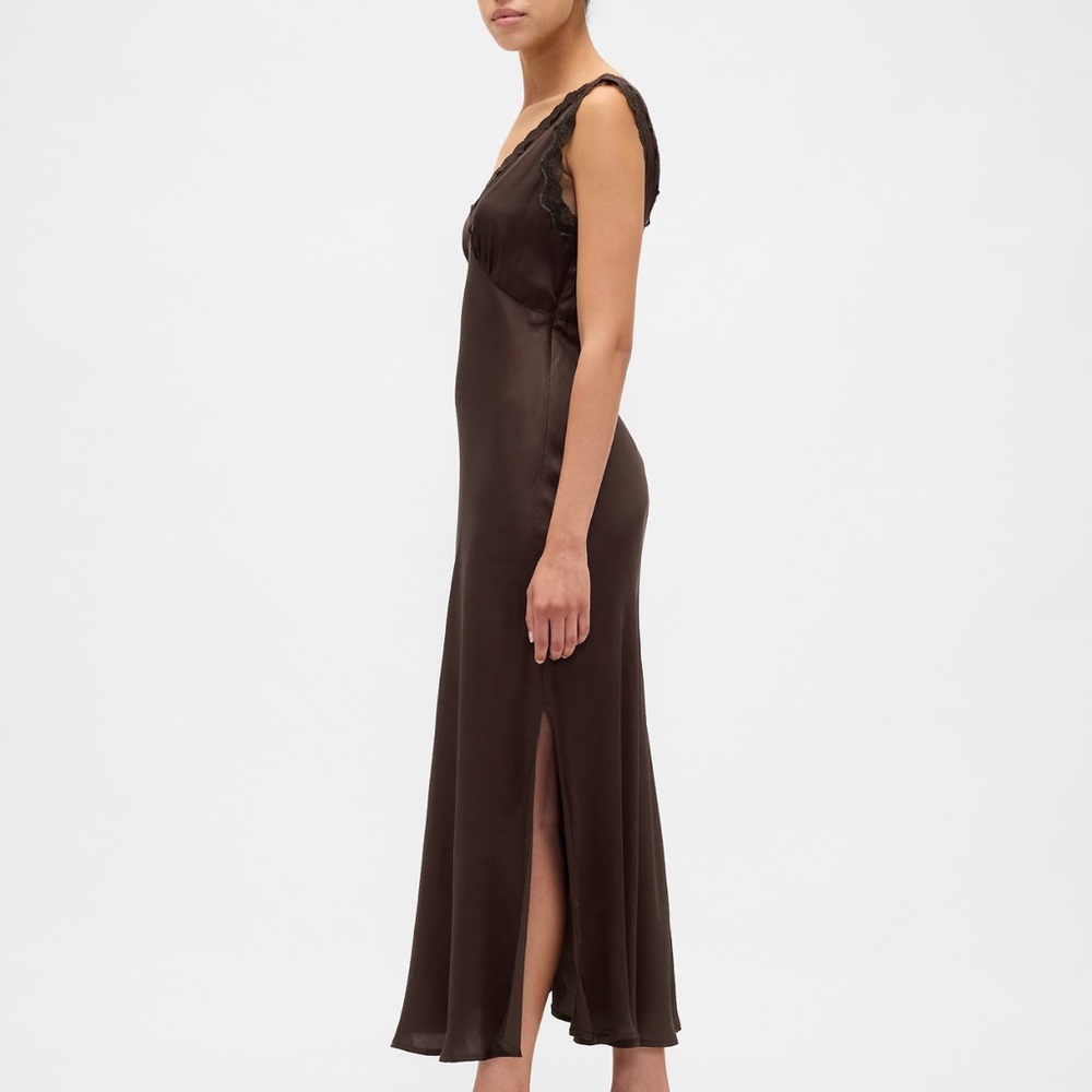 GAP Satin Lace Trim V-neck Maxi Slip Dress - Picture 3 of 9